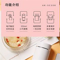 北美电器/ACA迷你便携式温度显示烧水壶烧水杯出国出差旅行电热水壶小功率京品家电 AK-SC30K 升级款