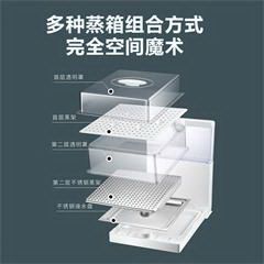 北美电器/ACA折叠电蒸锅多功能家用海鲜蒸箱电蒸笼料理机蒸汽笼大小容量多层台式家用 AS-PC150A