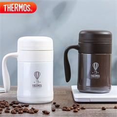 膳魔师/THERMOS高真空不锈钢保温保冷大咖杯手柄办公室茶杯带盖马克杯 TCMG-370 WH