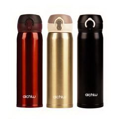 爱奇屋/aichiw304不锈钢保温杯 弹盖杯 单手可开方便操作 450ML 华彩 AI-D69 黑色