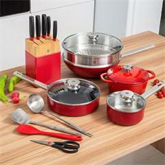 双立人/ZWILLING 锅具刀具套装炒锅不粘锅 金玉满堂15件套 66840-015-982-A