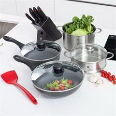 双立人/ZWILLING 锅具刀具套装炒锅不粘锅平底锅汤锅切菜刀不锈钢 欢聚一堂厨具10件套 66630-000-982