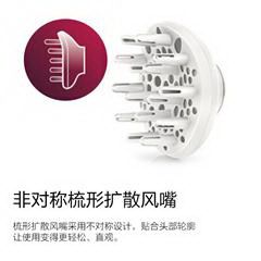飞利浦/PHILIPS 家用大功率恒温快干冷热风 负离子护发电吹风机 HP8235/00 高光白