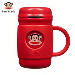 大嘴猴/Paul Frank <font color='red'>保温杯</font>男女士时尚办公室商务水杯带把不锈钢泡茶杯子 PFD005 绯红色480ML