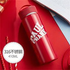大嘴猴/Paul Frank 男女士学生可爱手提316不锈钢保温水杯 PFD060 潮范红410ML