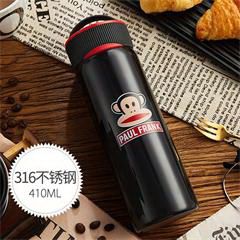大嘴猴/Paul Frank 男女士学生可爱手提316不锈钢保温水杯 PFD060 经典黑410ML