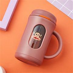 大嘴猴/Paul Frank 带把玻璃商务泡茶杯 办公室塑玻杯茶水分离杯 PFD220 咖啡粉360ML