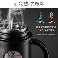 大嘴猴/Paul Frank 带把玻璃商务泡茶杯 办公室塑玻杯茶水分离杯 PFD220 咖啡粉360ML