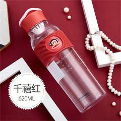 大嘴猴/Paul Frank 大容量塑料便携学生可爱少女心随手杯水杯 PFD605 千禧红620ML
