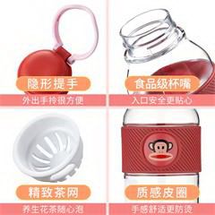 大嘴猴/Paul Frank 大容量塑料便携学生可爱少女心随手杯水杯 PFD605 千禧红620ML