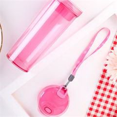 特百惠/Tupperware 水杯晶彩茶韵随心杯塑料杯 柔桃粉  400ML