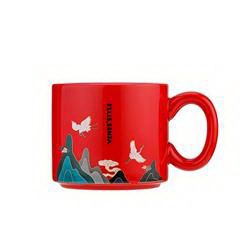 菲驰/VENES 鹤喜迎福四件套 FC208T 保温壶保温杯陶瓷杯套装 中国红