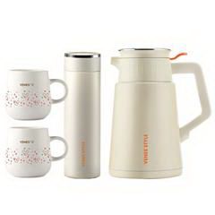菲驰/VENES 家用保温壶套装 FC603T 热水壶保温杯陶瓷杯 慕斯白
