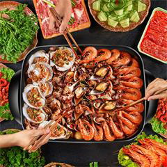 苏泊尔/SUPOR 电火锅 多功能电锅电热锅电煮锅6L家用大容量麦饭石色不粘火锅 H3232FK861电火锅家用 多功能电炒锅电热锅电饼铛煎烤机7.5L大容量电煮锅JJ4030D604