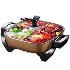 苏泊尔/SUPOR 电火锅家用 多功能电热锅电煮锅5L不粘鸳鸯火锅H3030YK804-150  橘黄色
