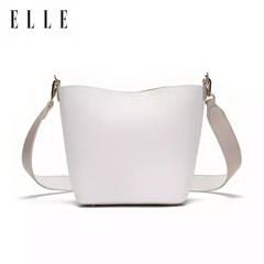 ELLE/她  时尚女包单肩斜挎包水桶包  GH162P90137 310*240*120mm   白配灰 PU