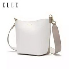 ELLE/她  时尚女包单肩斜挎包水桶包  GH162P90137 310*240*120mm   白配灰 PU