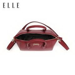 ELLE/她  时尚手挽斜挎包 DG162P90001 340x240x170mm 酒红色 牛剖层革