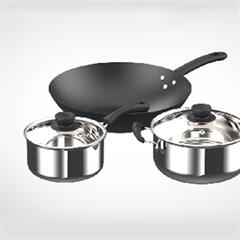 美的/Midea 炊具三件套 ST0301 32cm炒锅+20cm汤锅 16cm奶锅