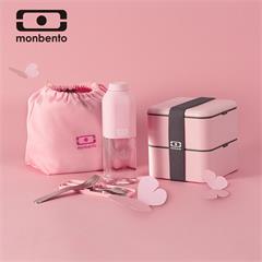 法国monbento 方形大容量双层便当盒 荔枝粉 1.7L