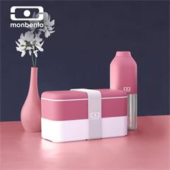 法国monbento 双层日式分隔便当盒 玫瑰豆沙 1L