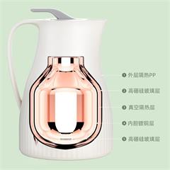 特美刻/TOMIC 家用办公玻璃内胆真空保温水壶 TJ10008 优雅白 1L