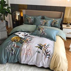 恒源祥/Reigee 春风絮语(绿)纯净暖绒四件套 TBK3010 枕套48*74cm*2  被套220*240cm  床单245*270cm