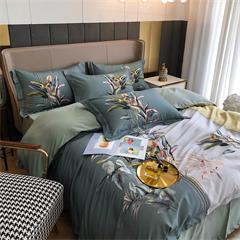 恒源祥/Reigee 春风絮语(绿)纯净暖绒四件套 TBK3010 枕套48*74cm*2  被套220*240cm  床单245*270cm