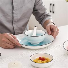 德国/CODA D1805 手绘飞天餐具42件套(8寸圆盘*4个 7寸圆盘*2个 4.5寸饭碗*6个 6寸面碗*2个 汤勺*6个 筷子*6双 味碟*6个 筷架*6个 安士杯*4个)