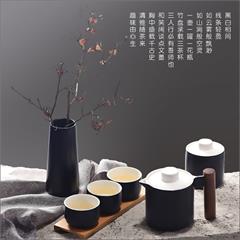 德国/CODA D1089 雅趣茶具套装(茶壶：600ml*1件 密封罐：9cm*1件 圆碗：8cm*3件 花瓶：18cm*1件 竹木托盘：1件)