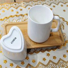 德国/CODA D1069 清雅爱心杯套装(心形碗：8cm 马克杯：250ml 底 座：19.5*10.8cm)