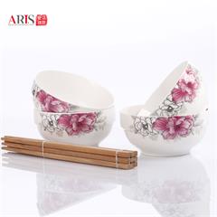 爱依瑞斯/ARIS 12头餐具套装 AS-D1203H 秋色浪漫 陶瓷 8寸汤盘2个、4.5寸饭碗4个、小玛戈2个、免漆竹筷4双