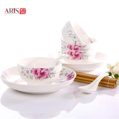 爱依瑞斯/ARIS 12头餐具套装 AS-D1203H 秋色浪漫 陶瓷 8寸汤盘2个、4.5寸饭碗4个、小玛戈2个、免漆竹筷4双
