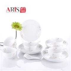 爱依瑞斯/ARIS  22头餐具套装 AS-D2201H 润叶 陶瓷 8寸饭盘4个、4.5寸饭碗6个、小玛戈6个、免漆竹筷6双