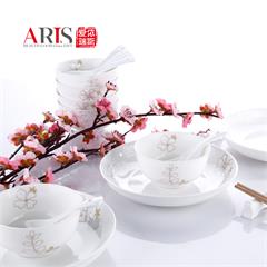 爱依瑞斯/ARIS  22头餐具套装 AS-D2201H 润叶 陶瓷 8寸饭盘4个、4.5寸饭碗6个、小玛戈6个、免漆竹筷6双