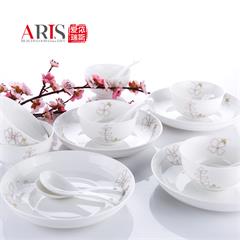 爱依瑞斯/ARIS  22头餐具套装 AS-D2201H 润叶 陶瓷 8寸饭盘4个、4.5寸饭碗6个、小玛戈6个、免漆竹筷6双
