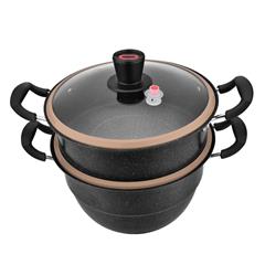 欧锐铂/ORVIBO 宜家乐麦饭石全能蒸炖锅 ORB-081 28CM 精铸铁锅体+不锈钢蒸片+陶瓷炖锅