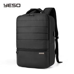 户外大师/YESO USB商务休闲双肩包  L1001-06 29*14*40cm 防水皮膜 黑色